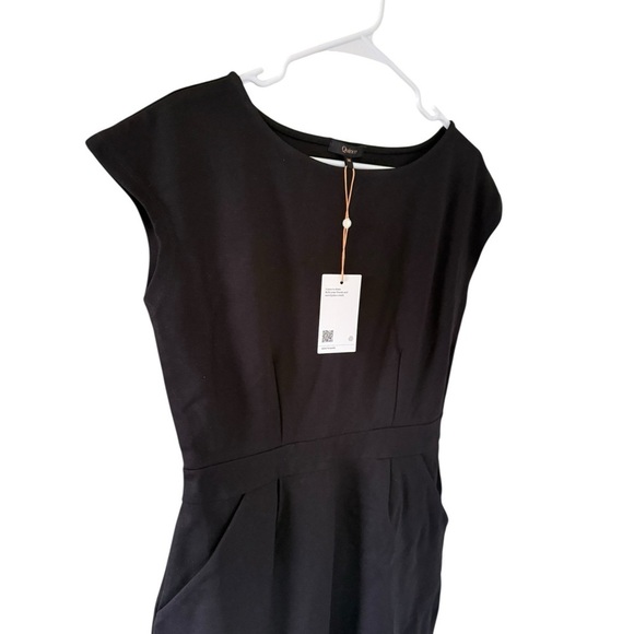 Quince NEW Ultra-Stretch Ponte Cap Sleeve Dress Black - Picture 6 of 8